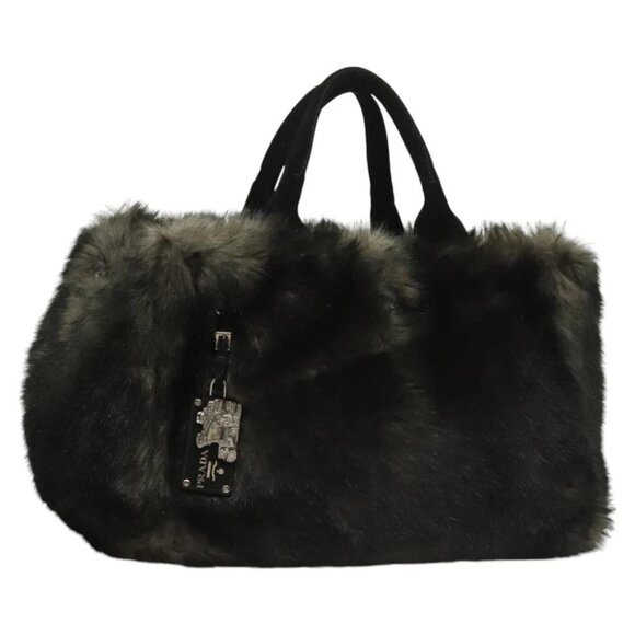 PRADA Canapa GM Hand Bag Black Gray Auth ki5632AV - Picture 1 of 15